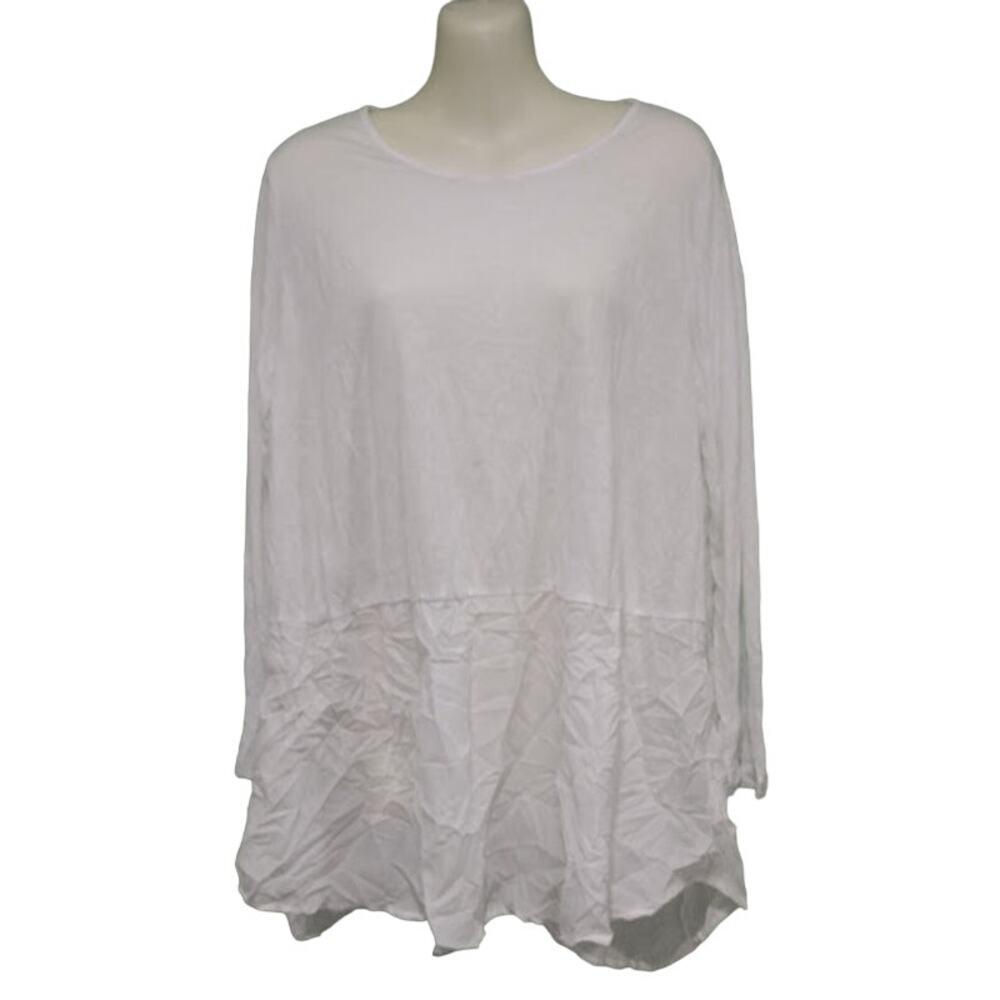 Comfy‎ USA Long Sleeve Lightweight Wrinkled Tunic, White, Sz S